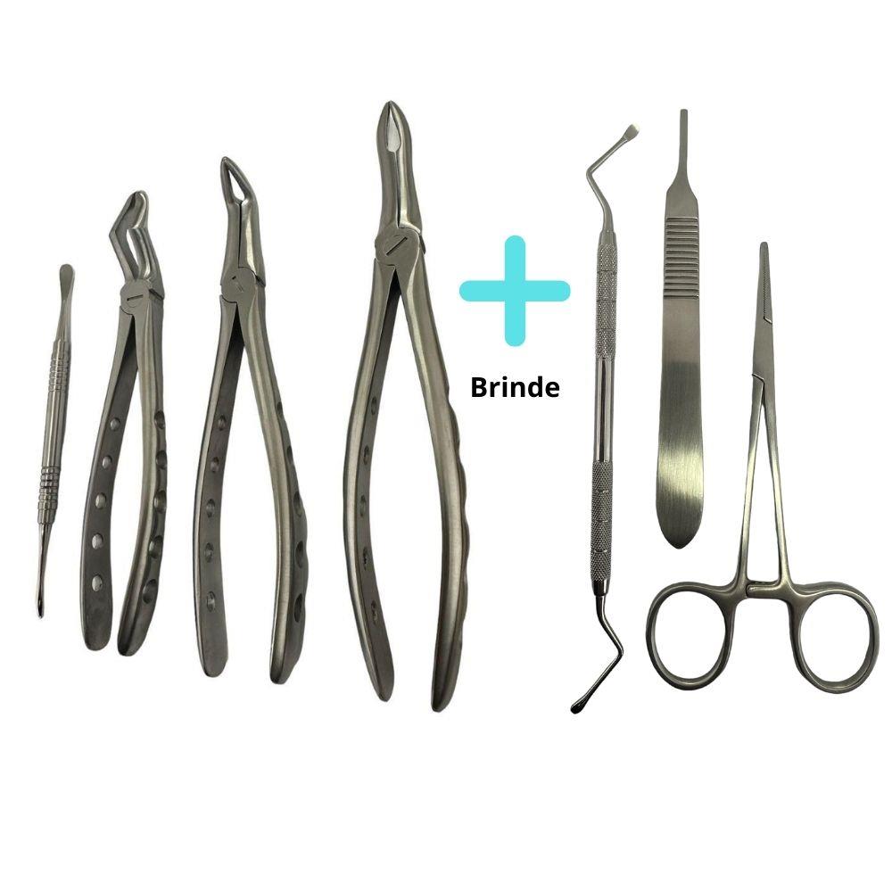 Kit Fórceps Especiais para raízes + Descolador Molt 9 - 4 instrumentos + Kit Brinde