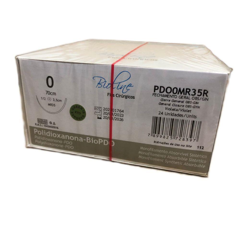 Fio Cirúrgico Sintético Absorvível Violeta - 0 - PDO0MR35R - Bioline