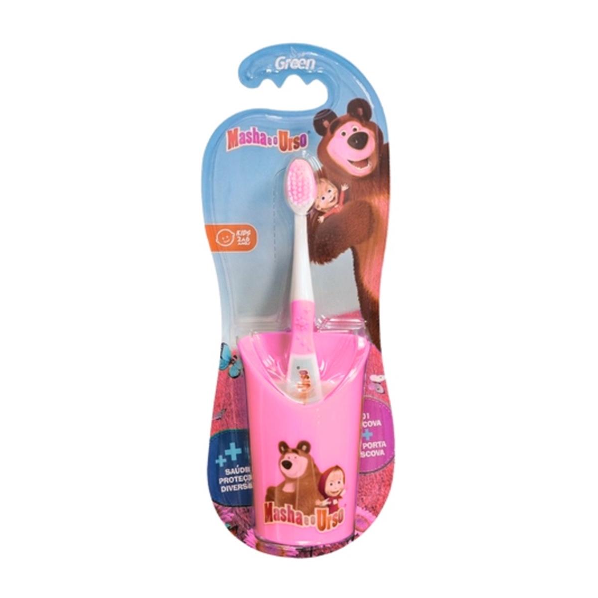 Escova Dental Infantil Masha e o Urso Copo